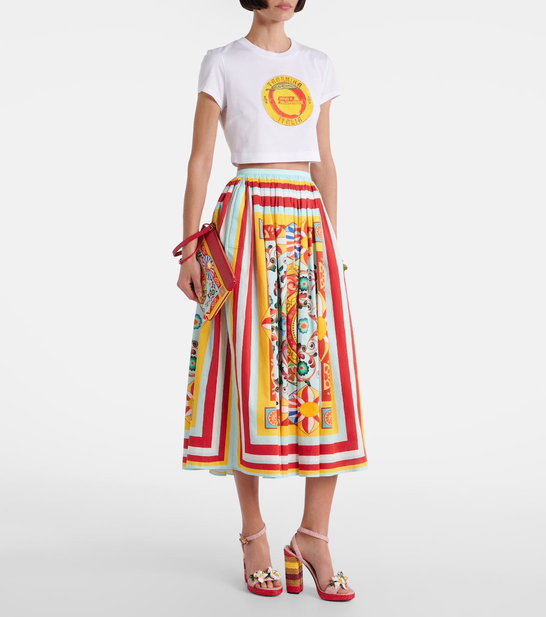 Cropped printed cotton T-shirt | Dolce&Gabbana
