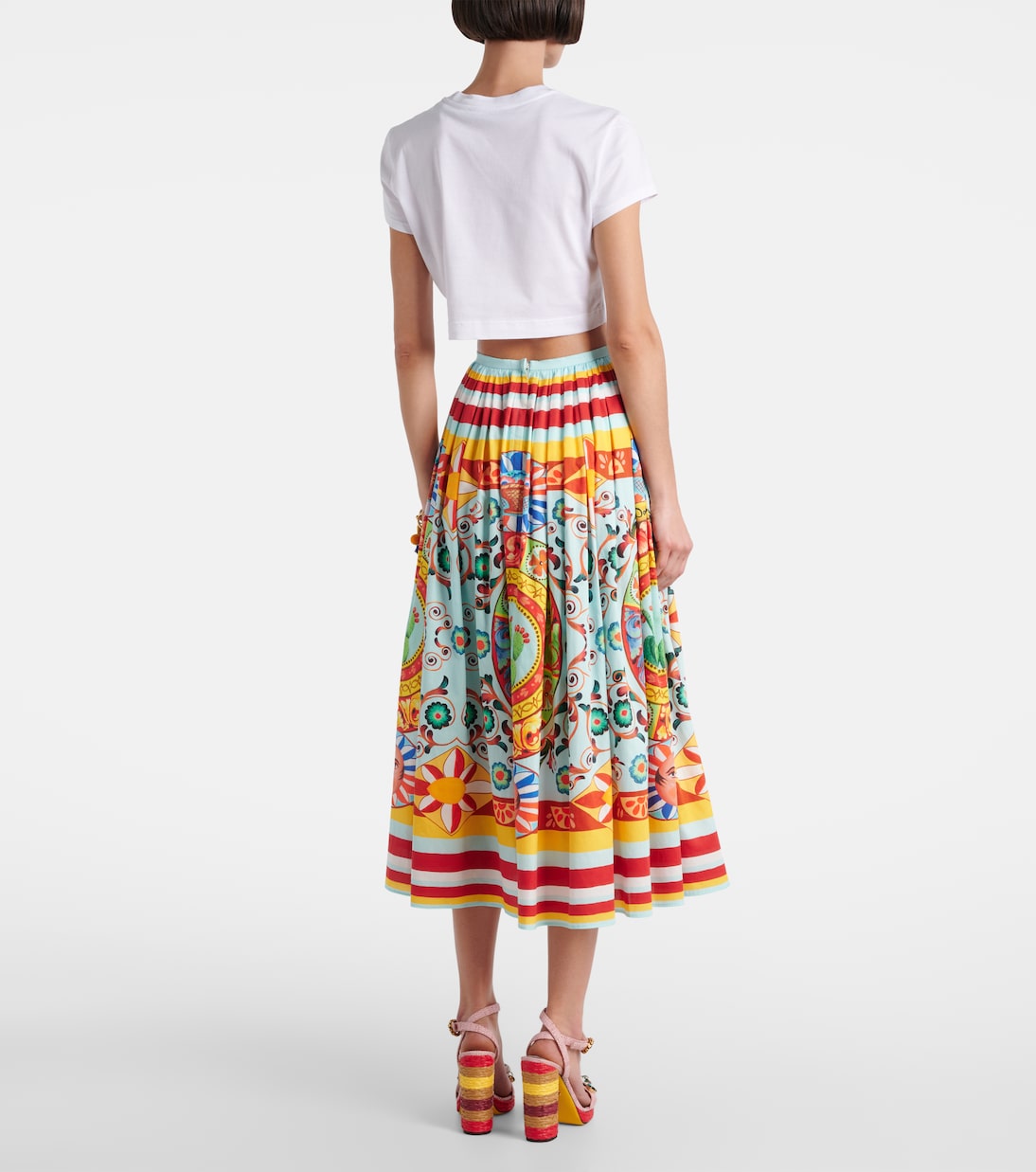 Cropped printed cotton T-shirt | Dolce&Gabbana