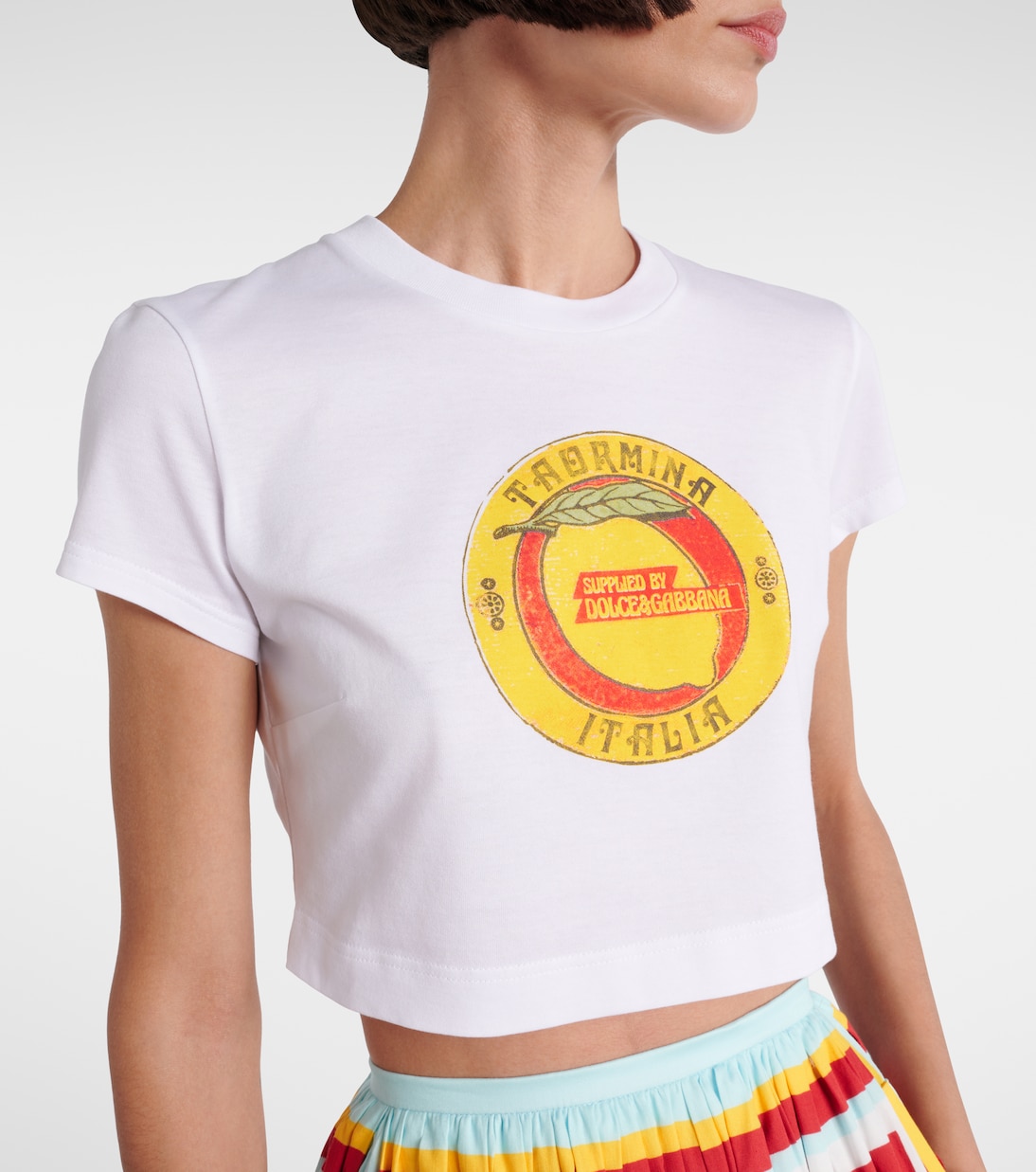 Cropped printed cotton T-shirt | Dolce&Gabbana