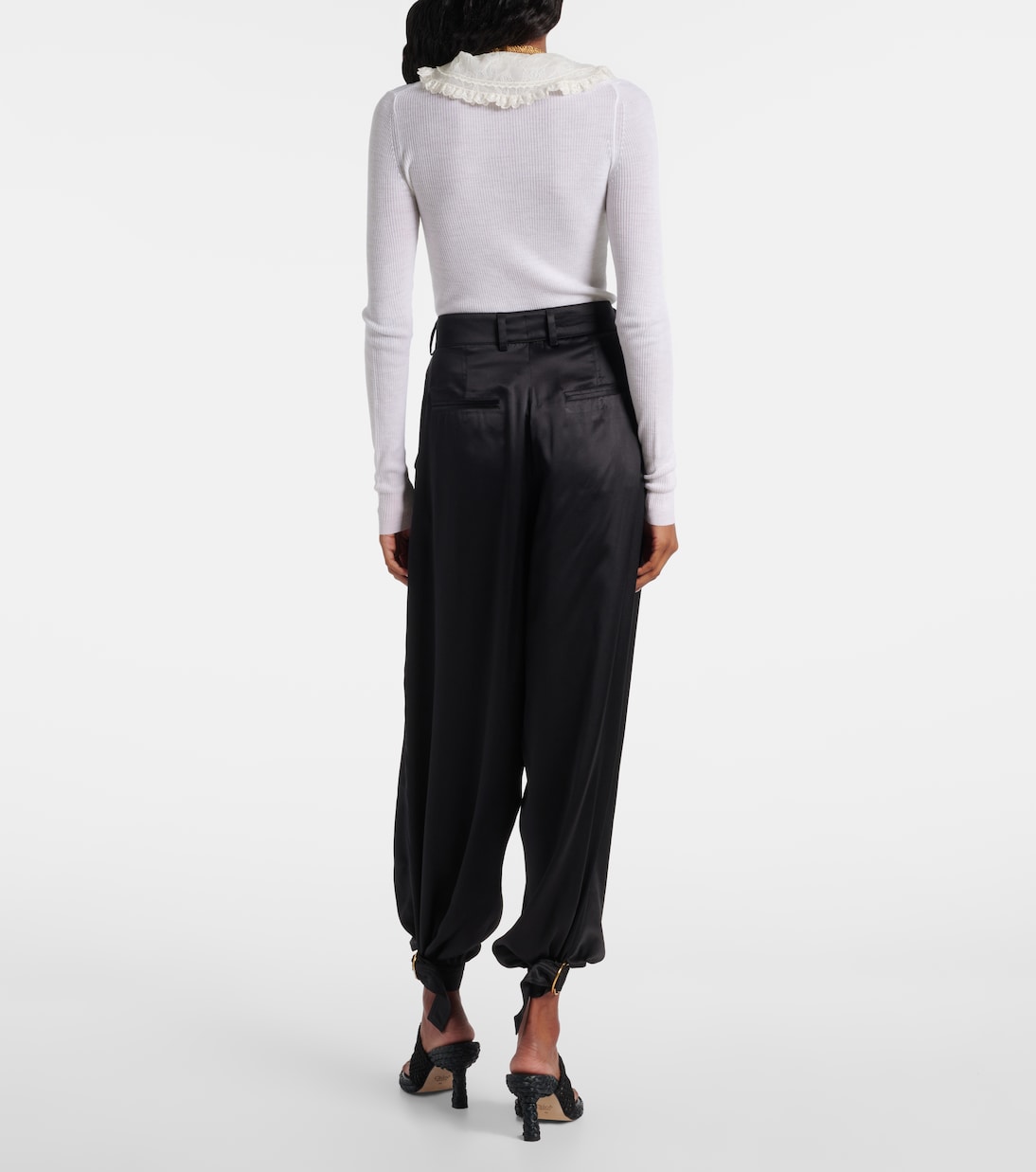 High-rise silk satin cargo pants | Chloé