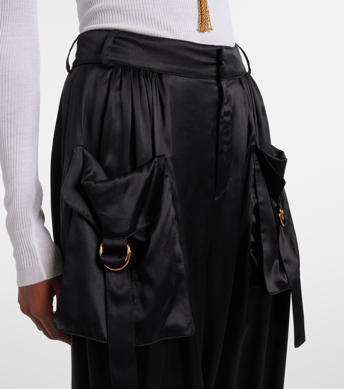 High-rise silk satin cargo pants | Chloé