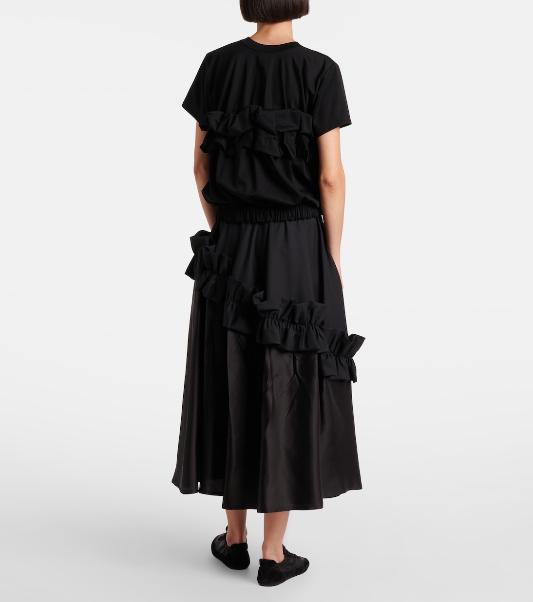 Top in cotone con volant | Noir Kei Ninomiya