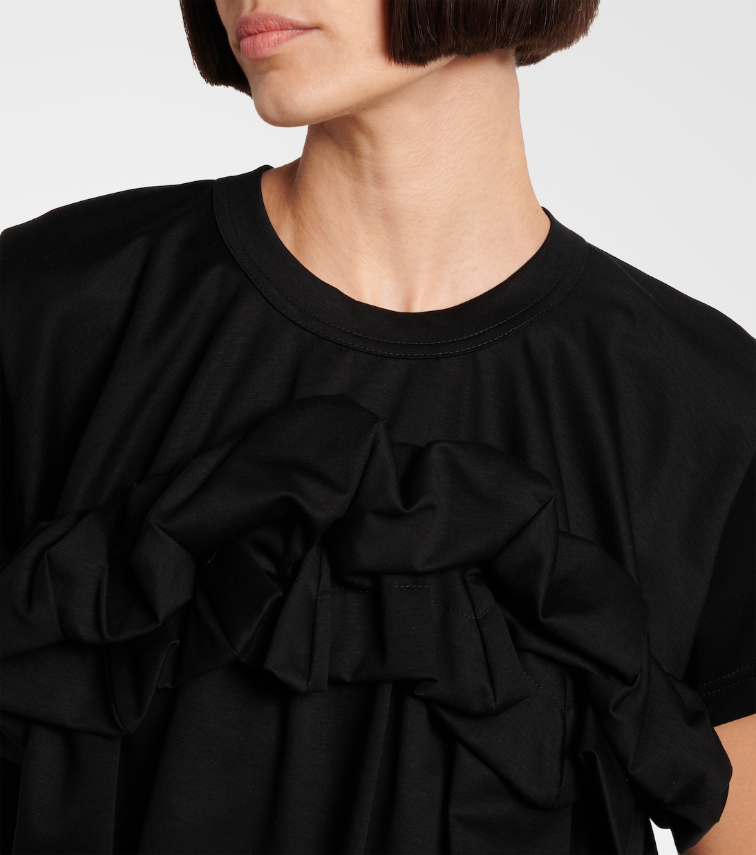 Top in cotone con volant | Noir Kei Ninomiya