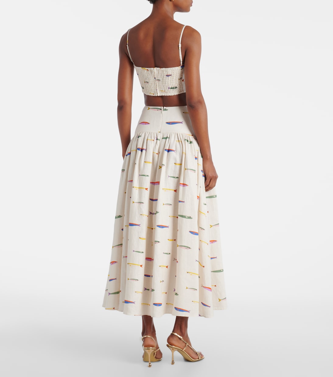 Procida printed linen maxi skirt | Staud