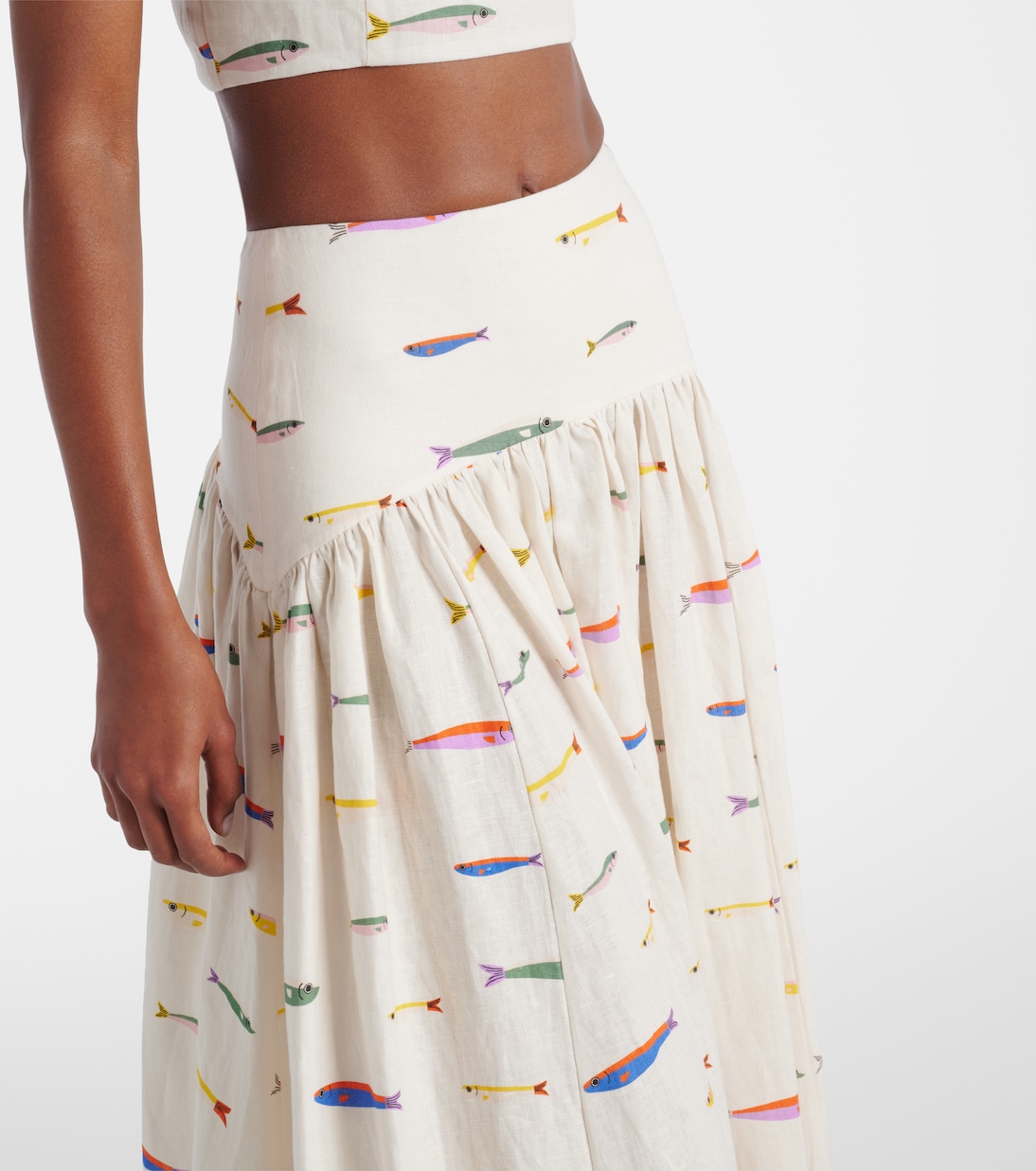 Procida printed linen maxi skirt | Staud