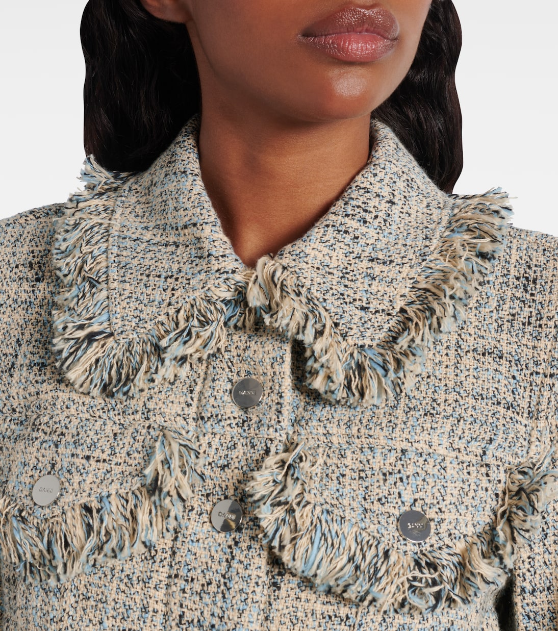 Chaqueta cropped de tweed de algodón | Ganni