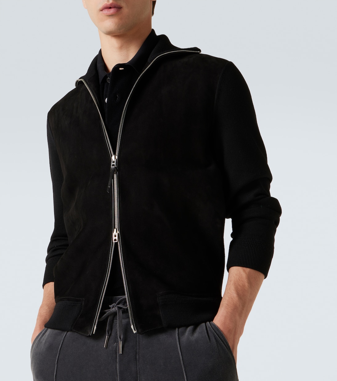 Suede and wool-blend zip-up sweater | Tom Ford