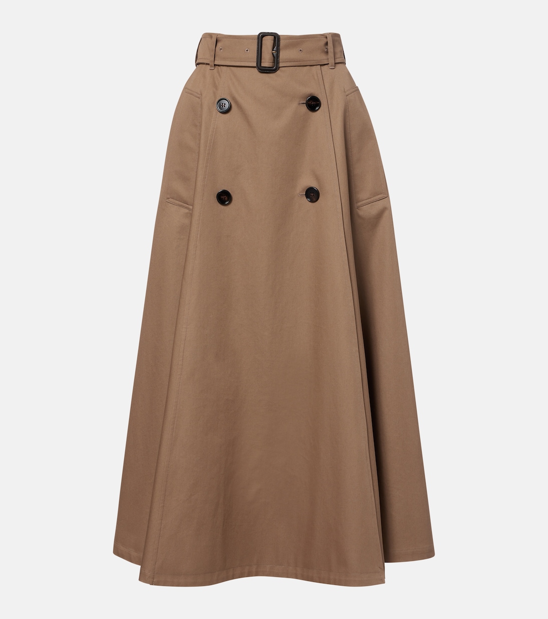 Falda midi de algodón con cinturón | Burberry