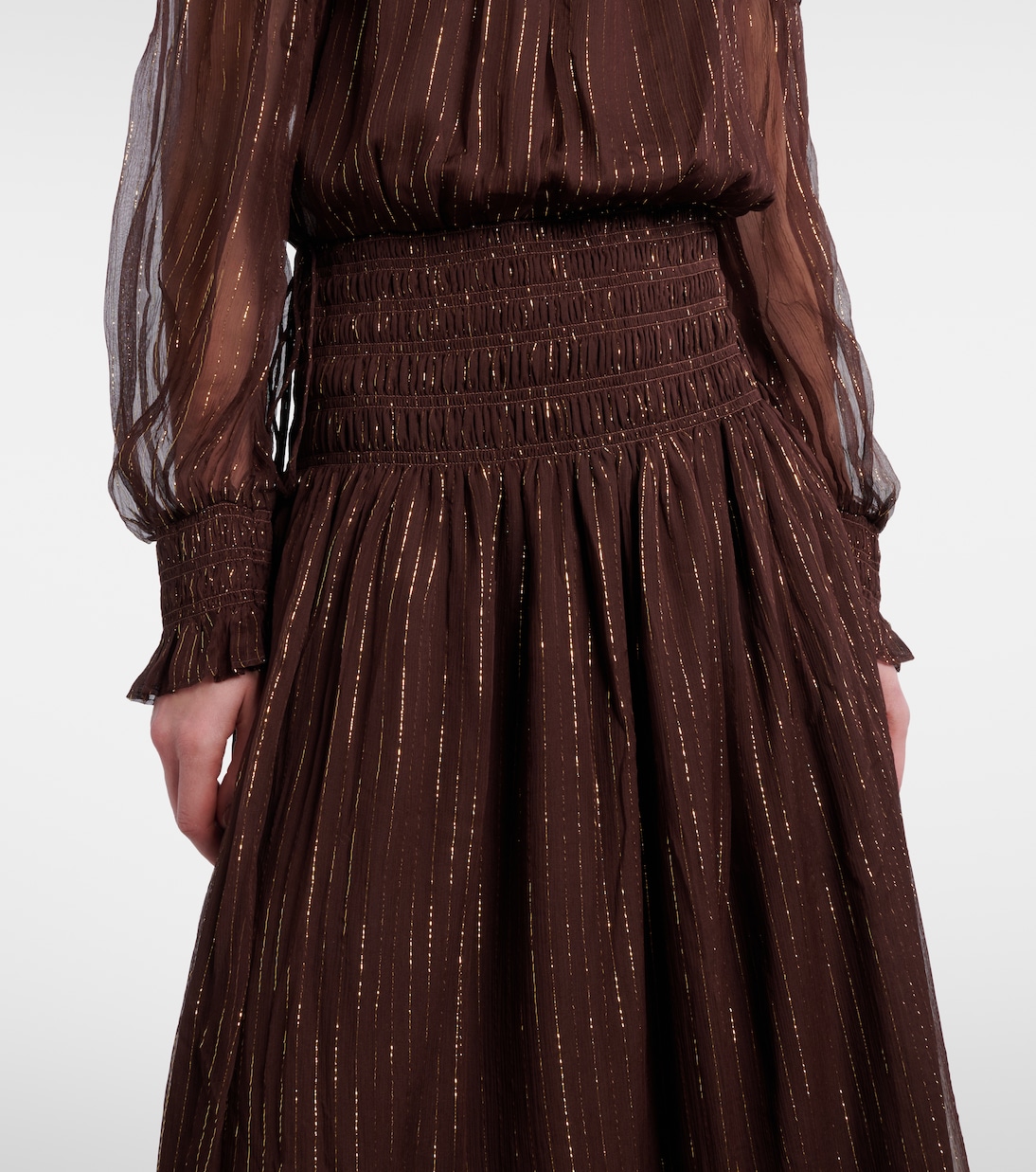 Shirred silk-blend georgette maxi dress | Self-Portrait