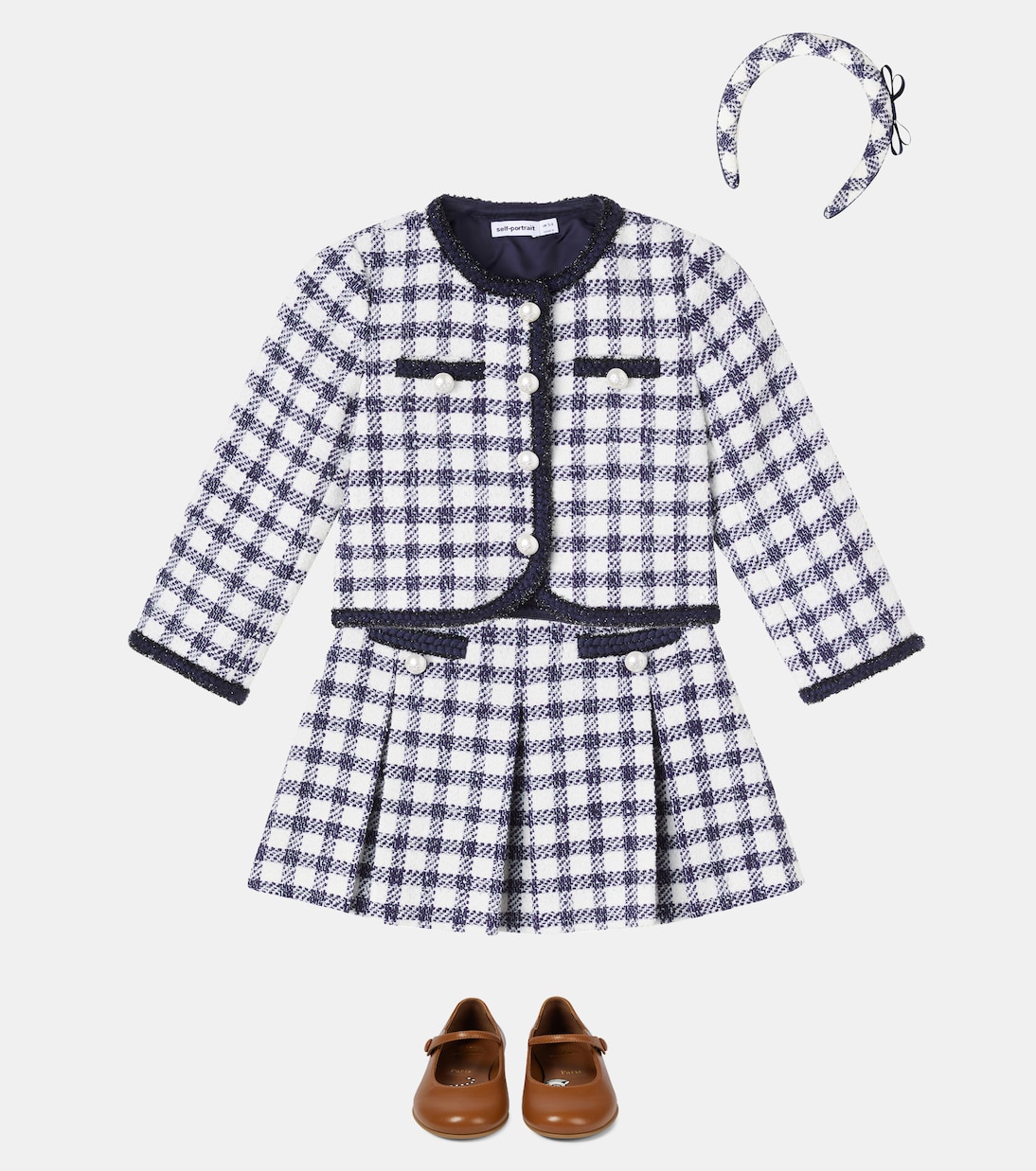 Checked bouclé skirt | Self-Portrait Kids