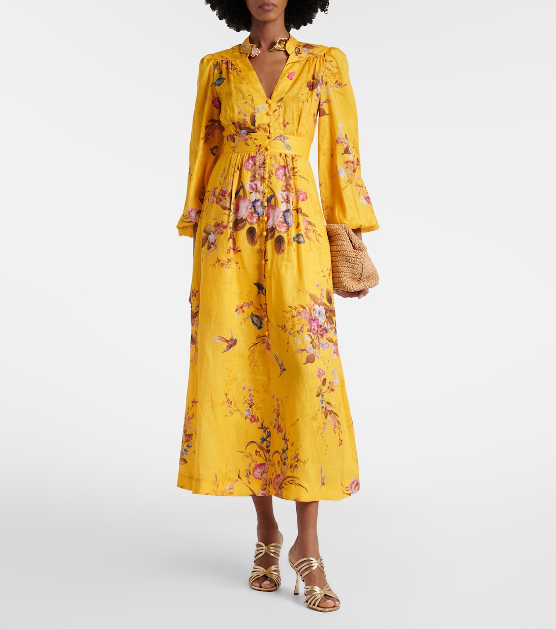 Floral linen midi dress | Zimmermann
