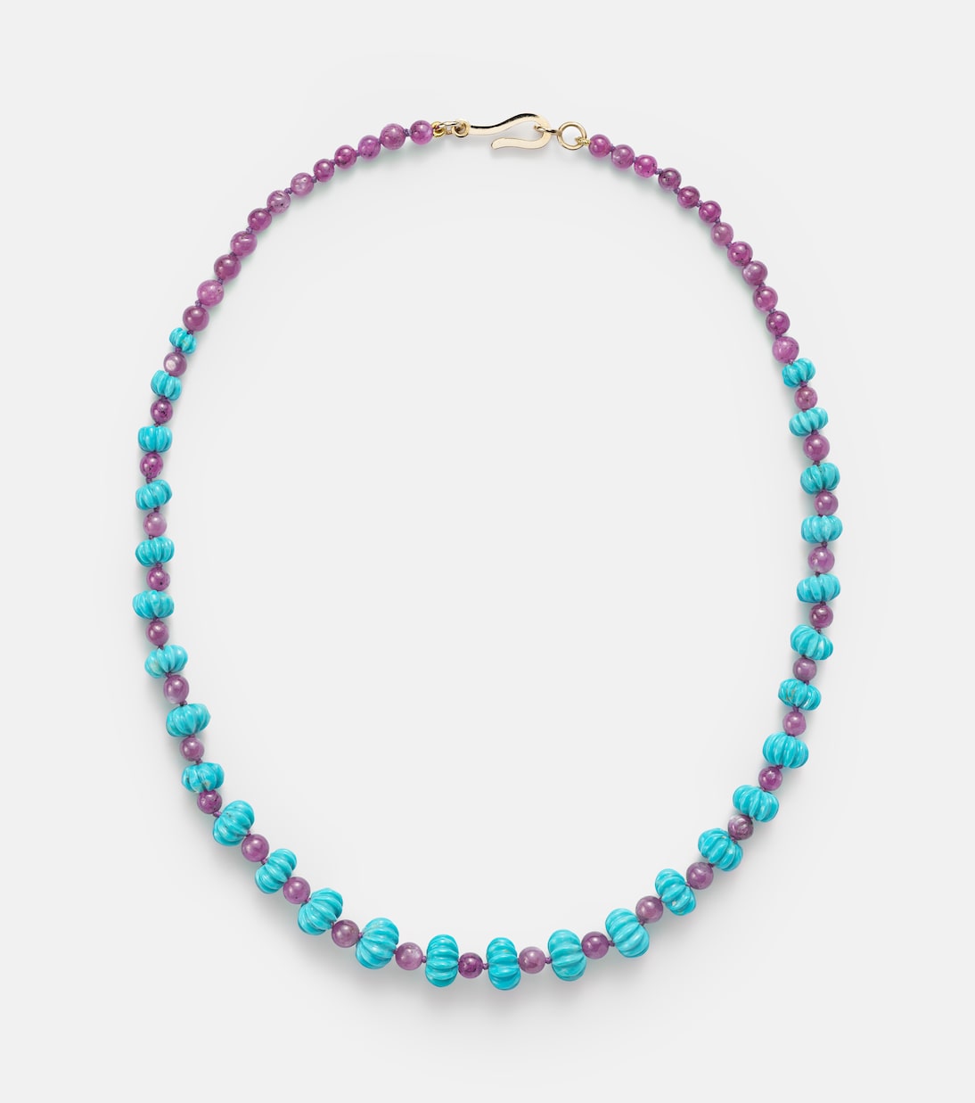 Beaded necklace with turquoises and rubies | Ileana Makri