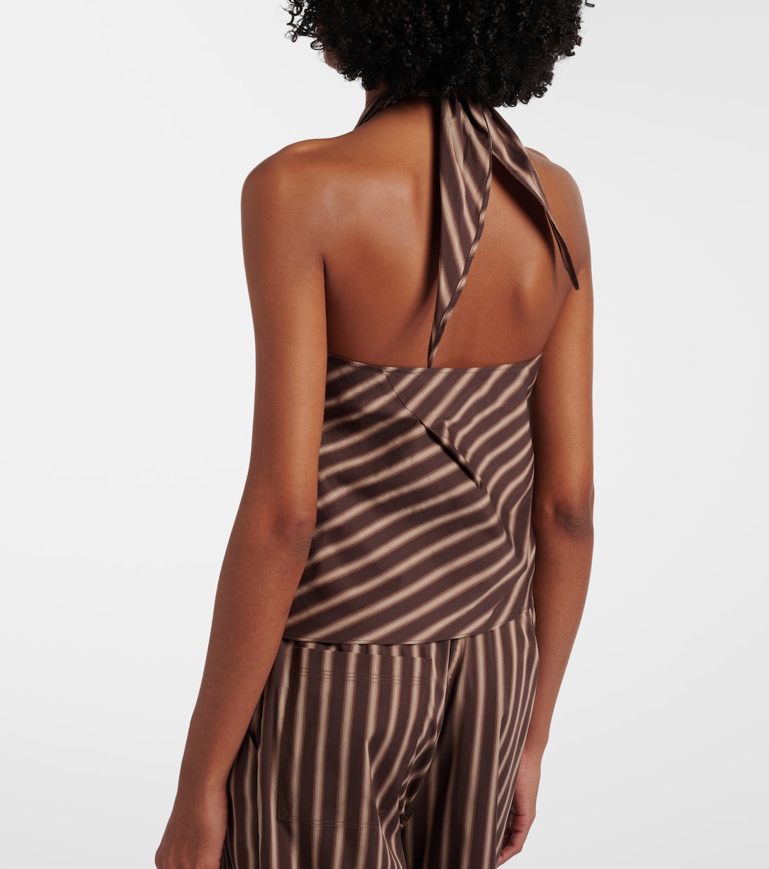 Gathered striped cotton-blend top | Jacques Wei