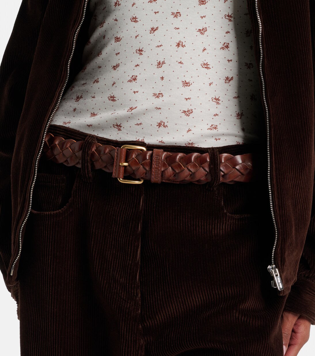 Braided leather belt | Miu Miu