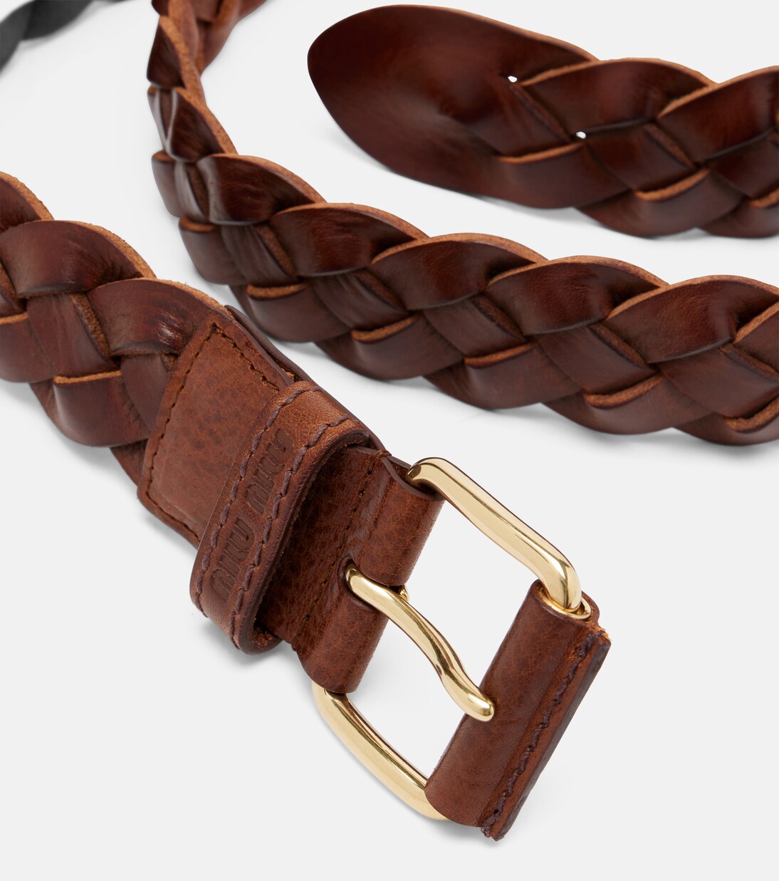 Braided leather belt | Miu Miu
