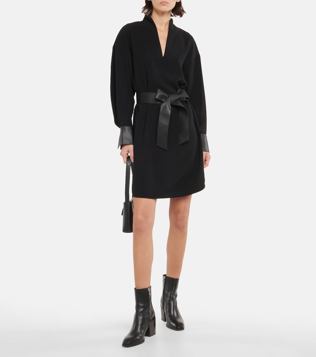 Minikleid mit Lederimitat | Vince