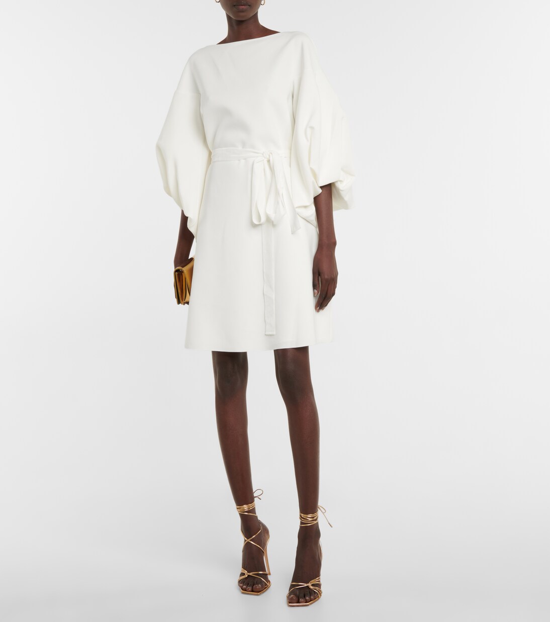 Bridal puff-shoulder crêpe minidress | Roksanda