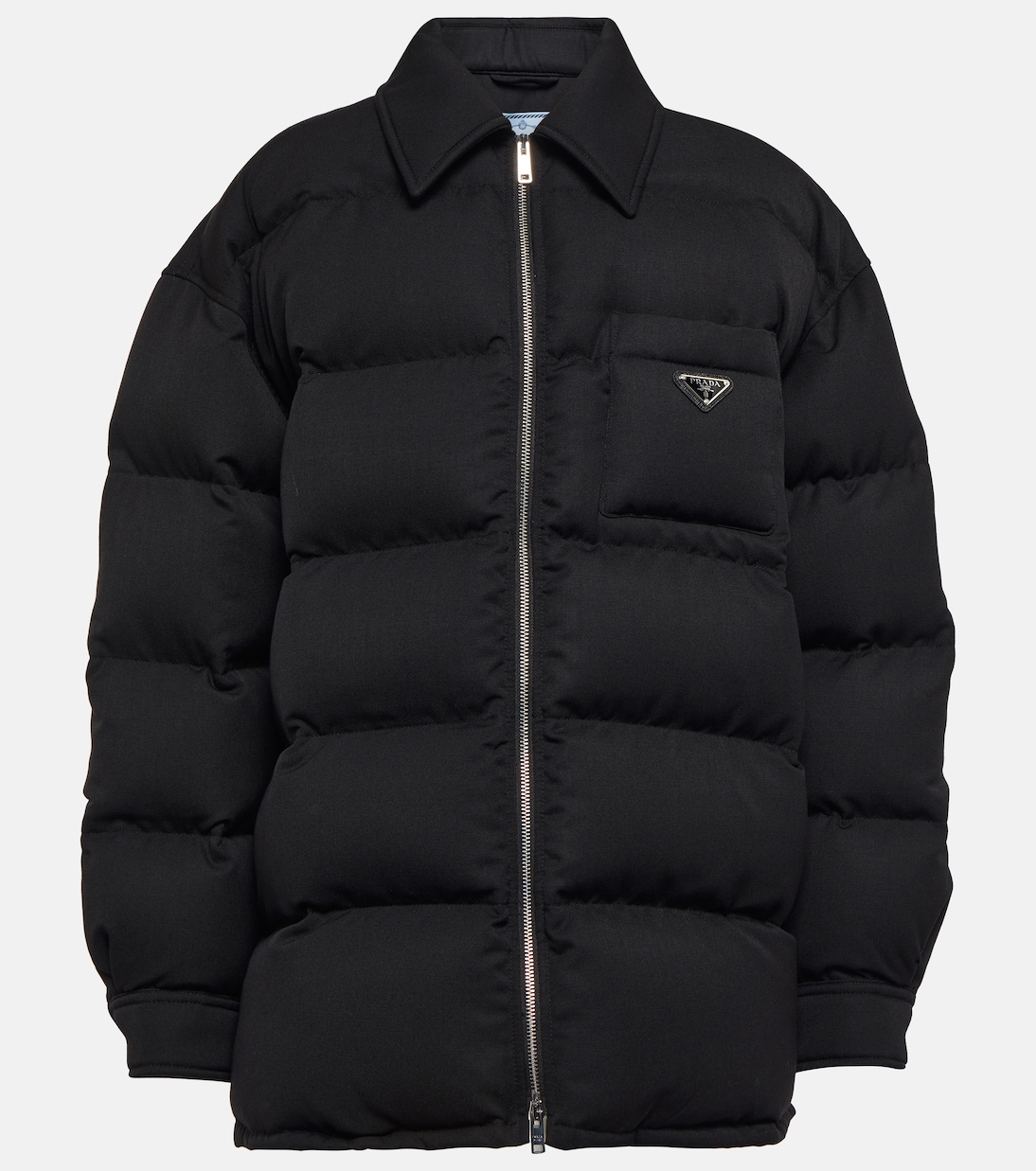 Giacca trapuntata in lana con logo | Prada