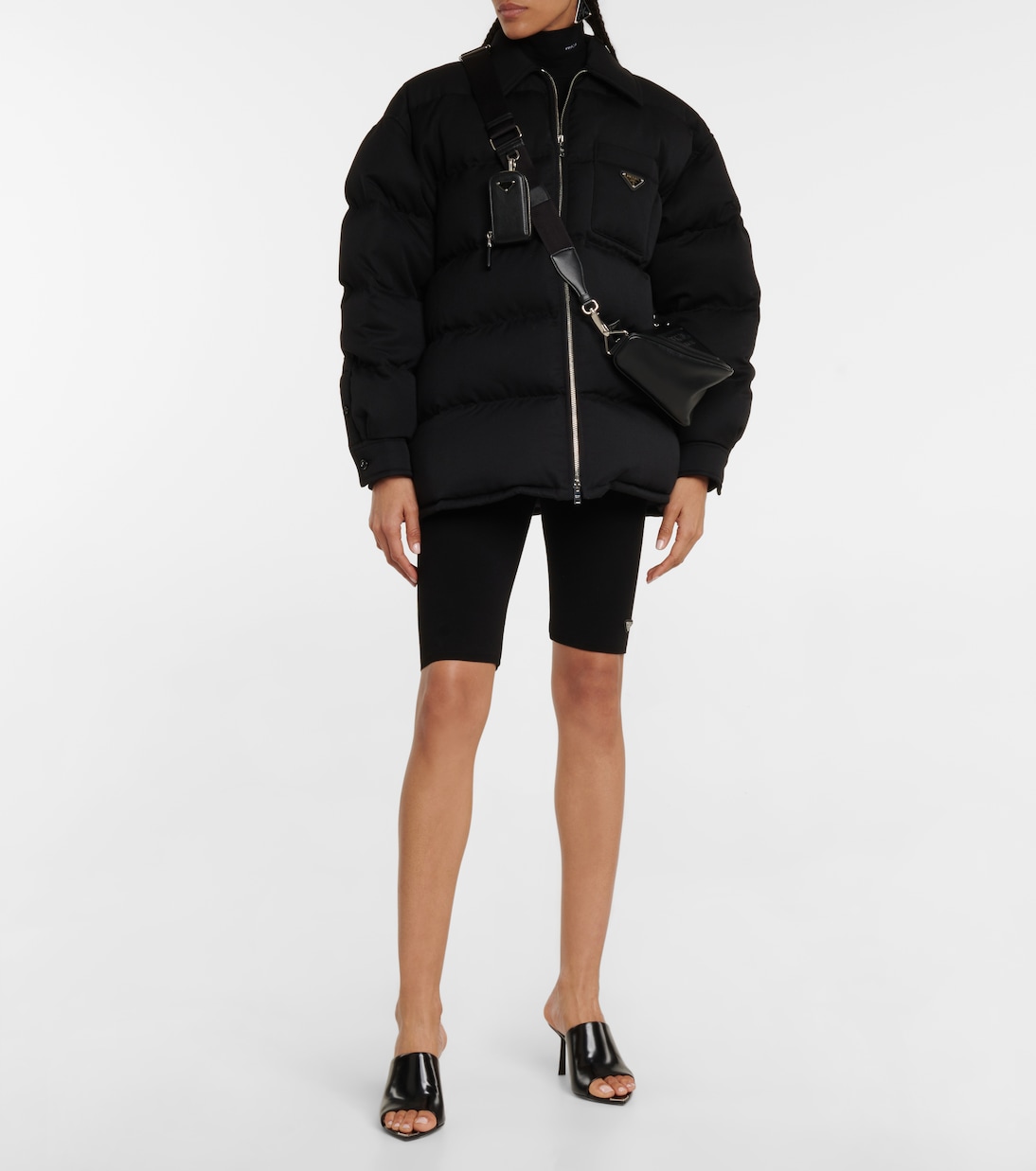 Giacca trapuntata in lana con logo | Prada