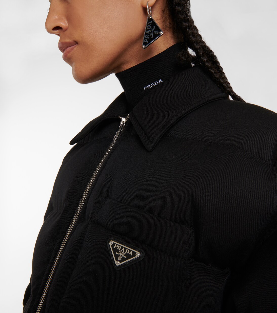 Giacca trapuntata in lana con logo | Prada