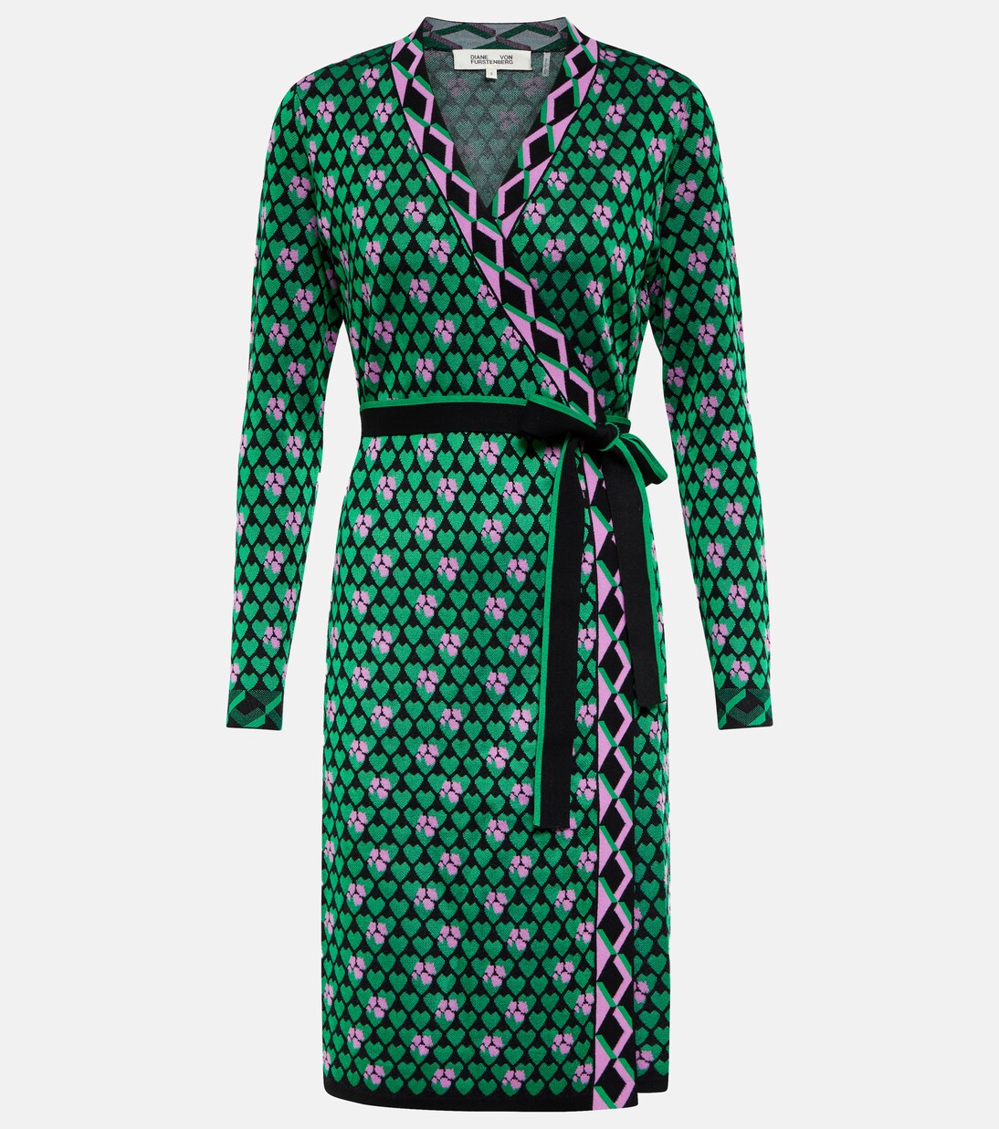 Printed wrap dress in green Diane Von Furstenberg Mytheresa