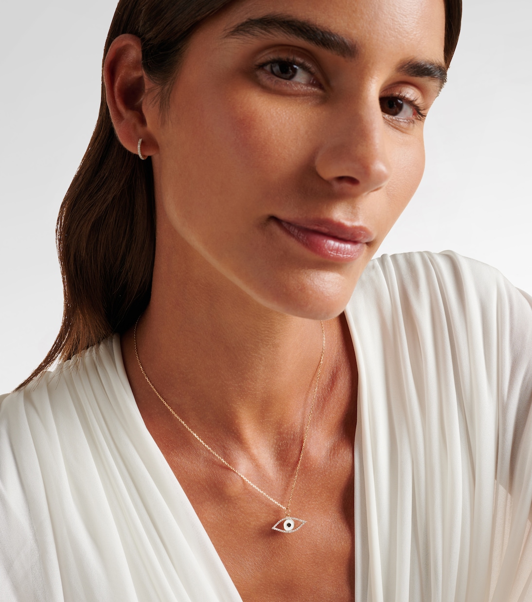 Collier Eye of Protection en or 14 ct et diamants | Mateo
