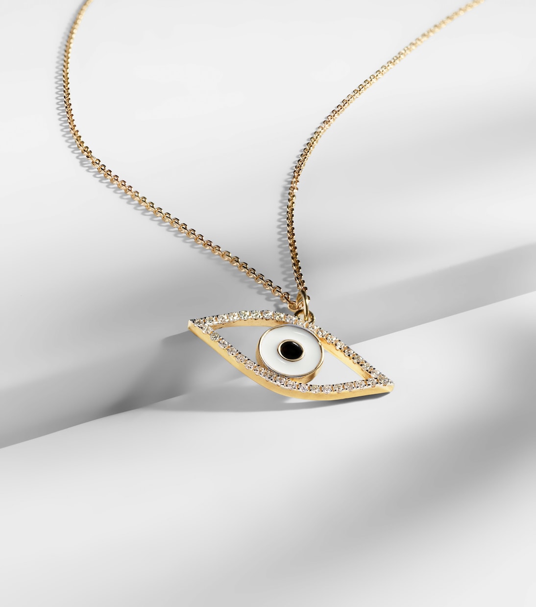 Collier Eye of Protection en or 14 ct et diamants | Mateo
