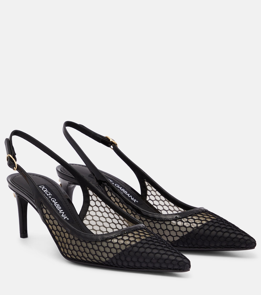 Mesh-trimmed leather slingback pumps | Dolce&Gabbana