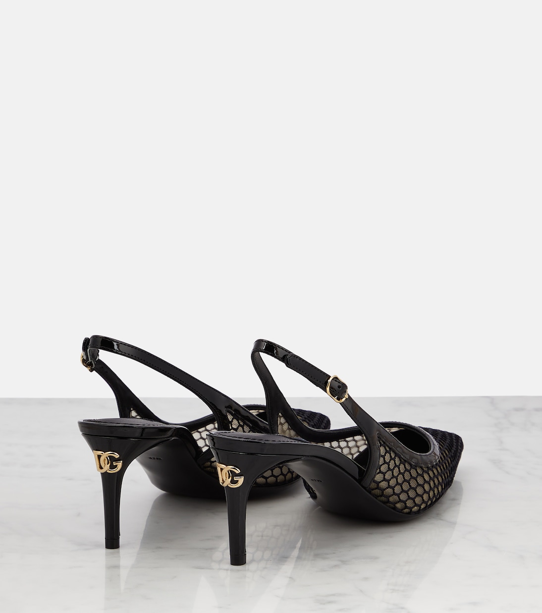 Mesh-trimmed leather slingback pumps | Dolce&Gabbana