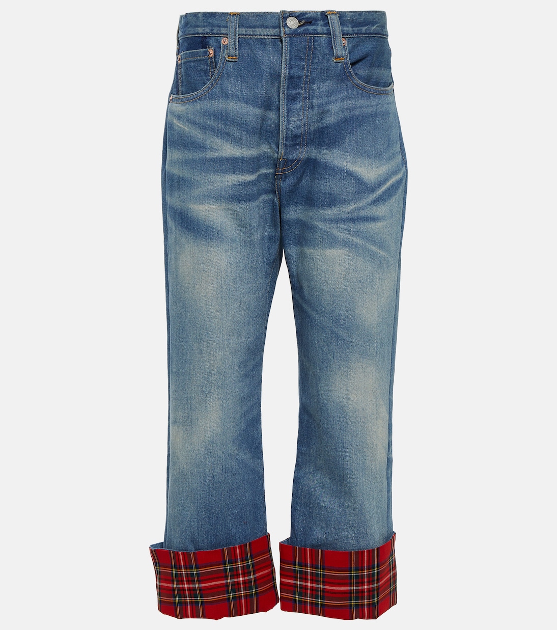 Jeans boyfriend a cuadros con tiro medio | Junya Watanabe