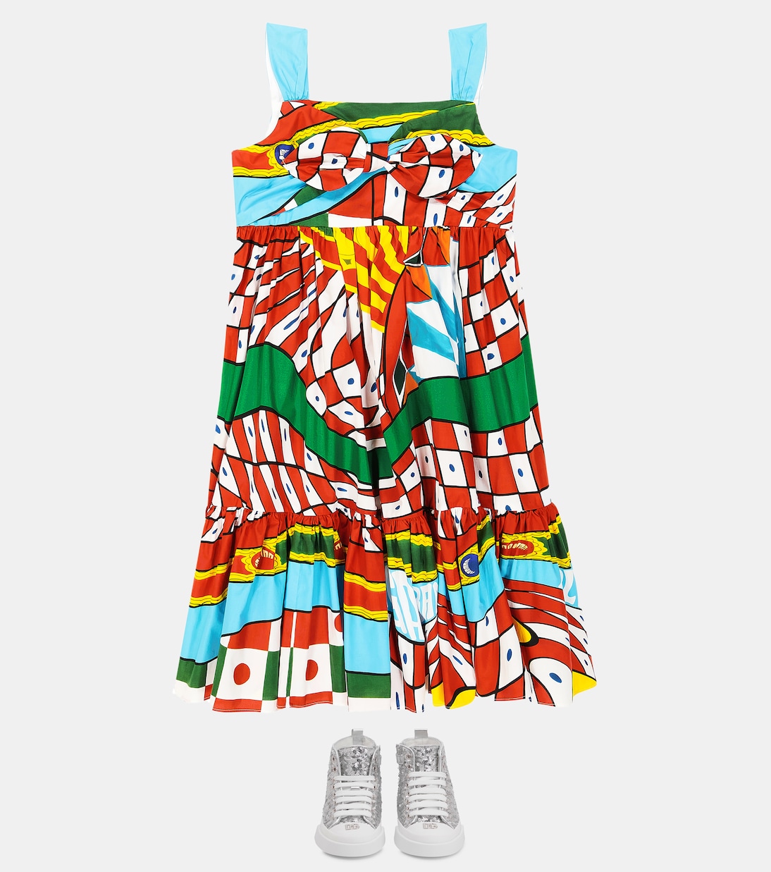 Abito in popeline di cotone con stampa | Dolce&Gabbana Kids