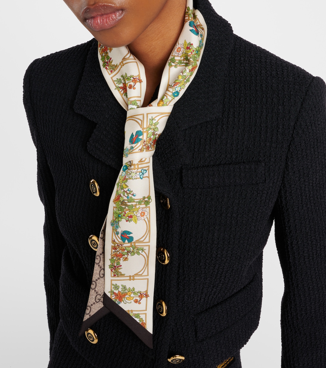 Foulard in twill di seta con stampa | Gucci