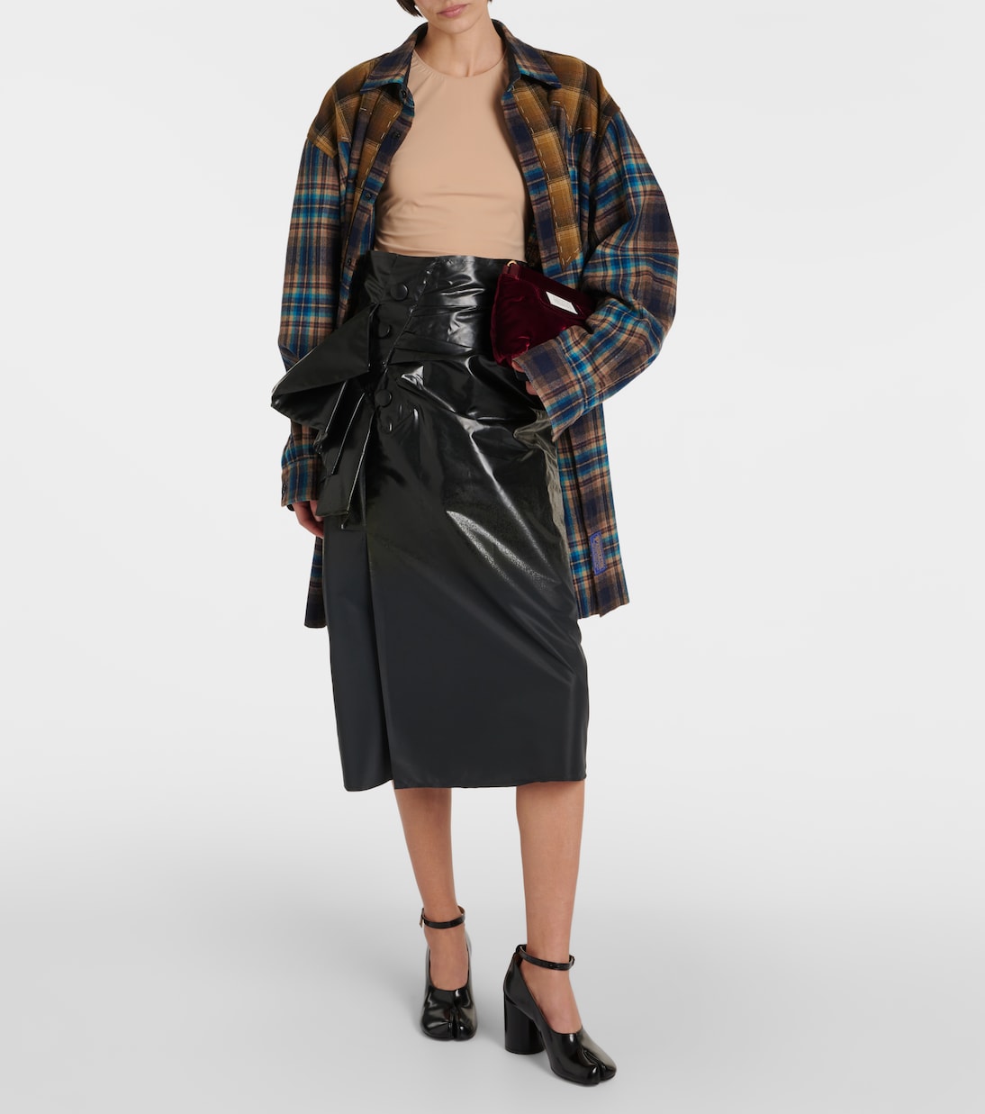 Falda midi drapeada de tiro alto | Maison Margiela