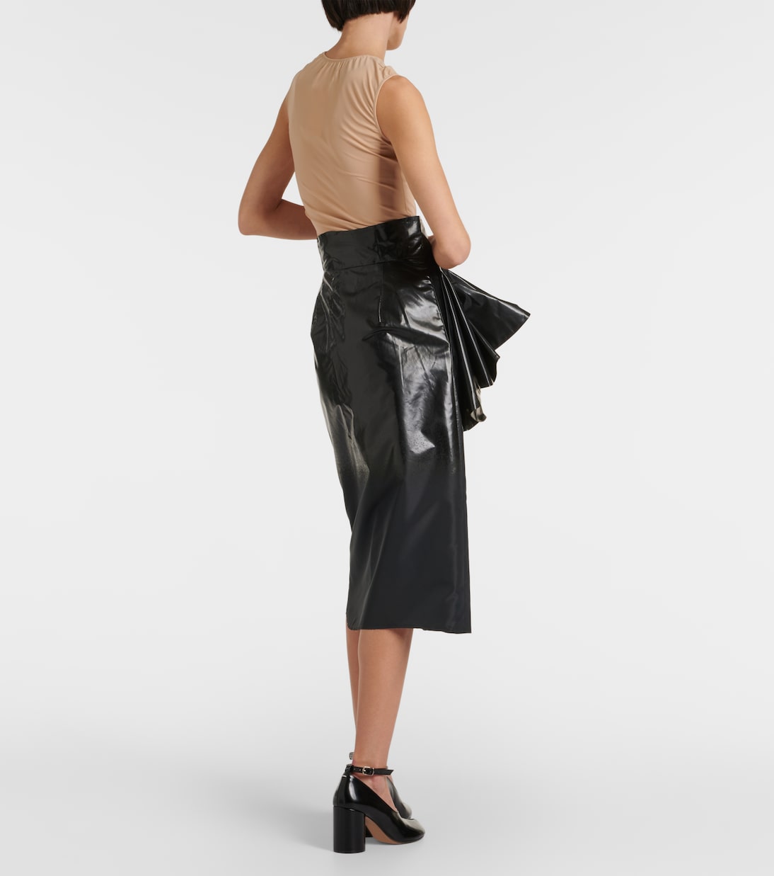 Falda midi drapeada de tiro alto | Maison Margiela