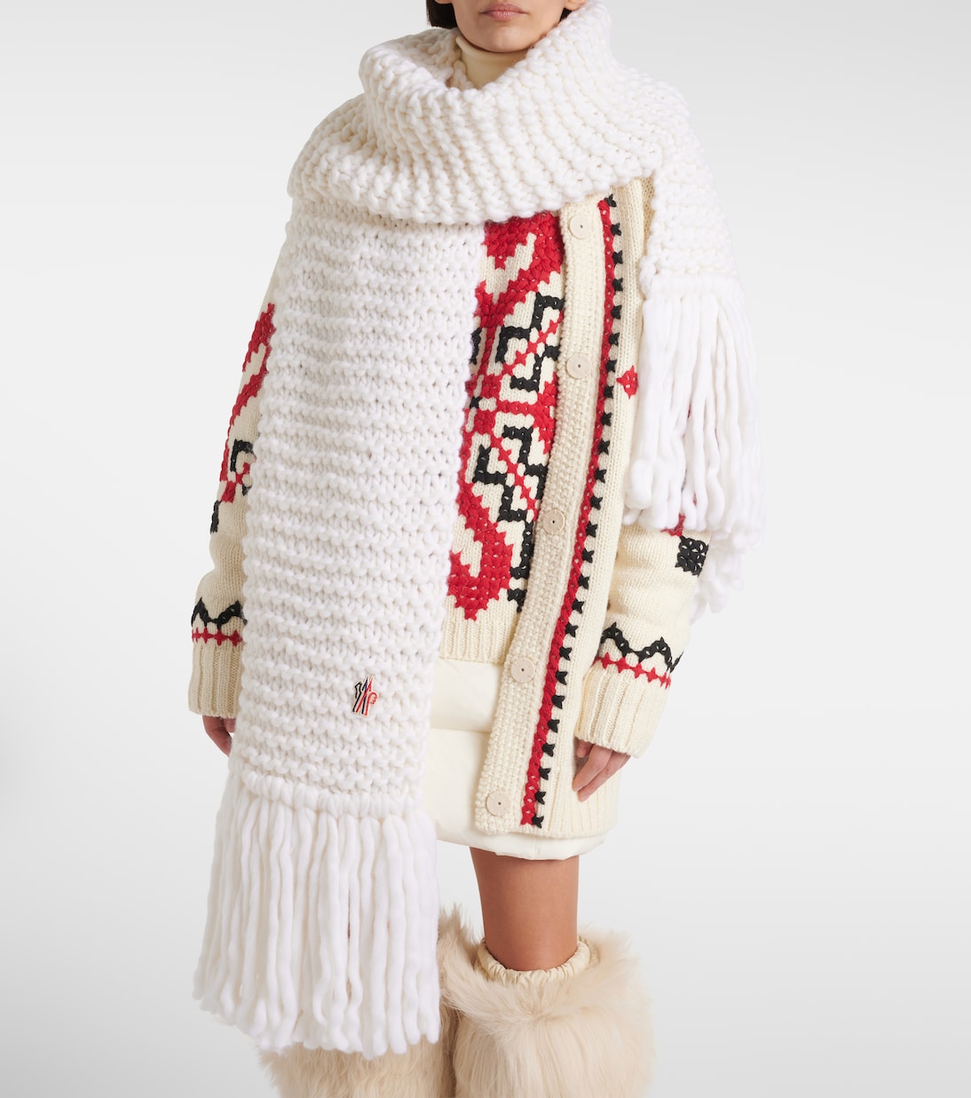 Bufanda de mezcla de lana con flecos | Moncler Grenoble