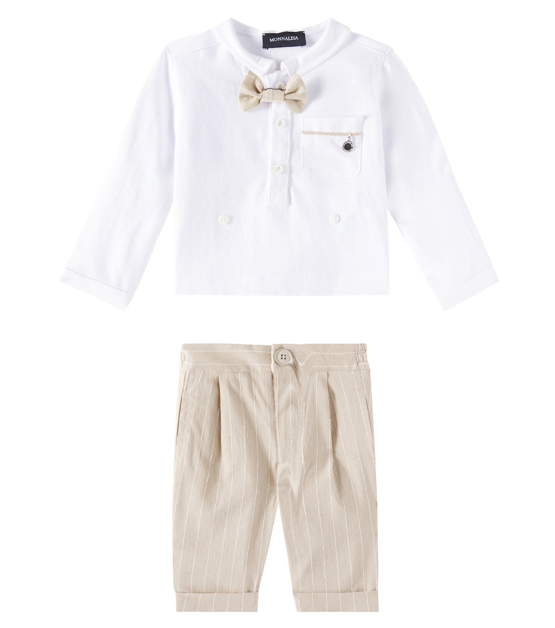 Baby cotton and linen top and pants set | Monnalisa