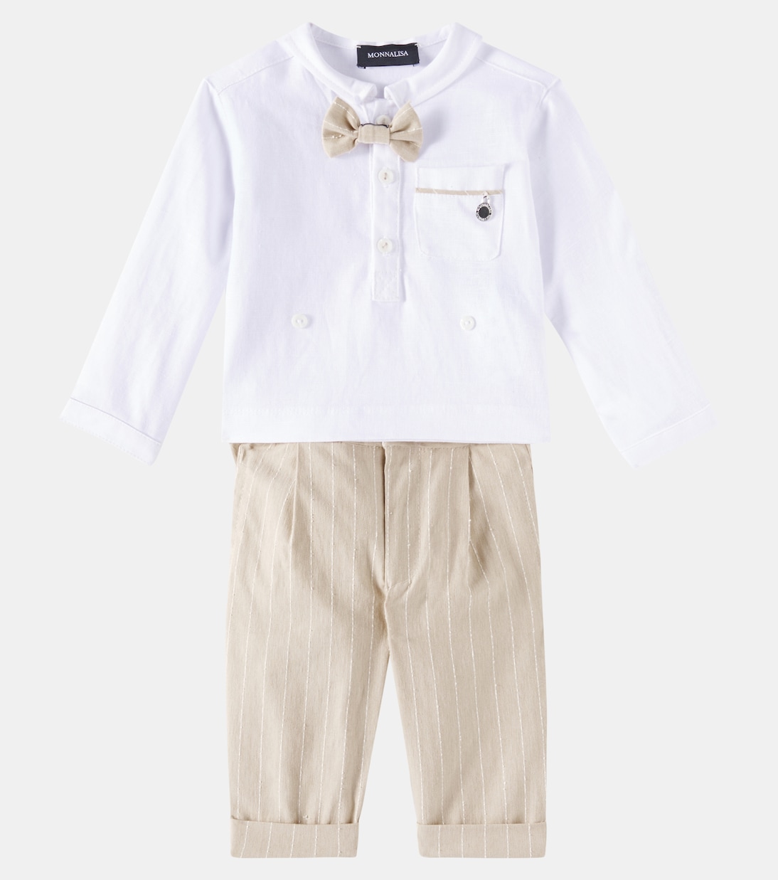 Baby cotton and linen top and pants set | Monnalisa