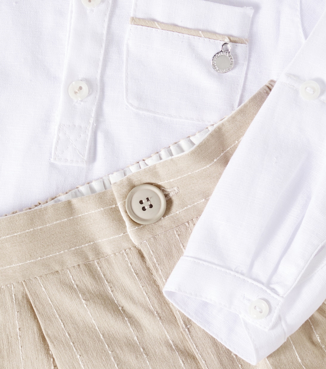 Baby cotton and linen top and pants set | Monnalisa