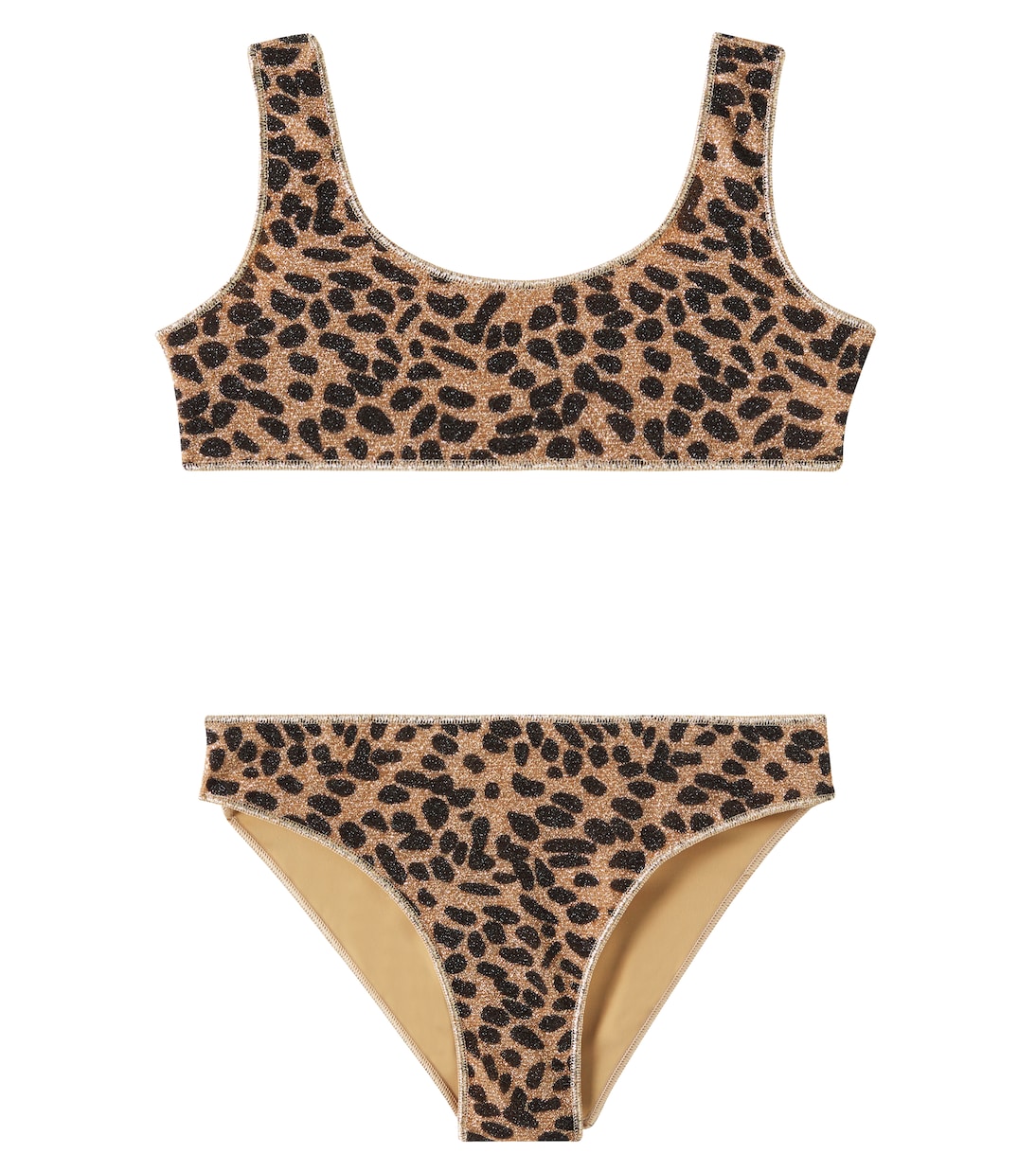 Lumière leopard-print lamé bikini | Oséree Kids