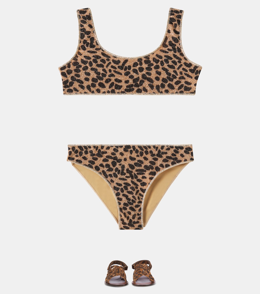 Lumière leopard-print lamé bikini | Oséree Kids