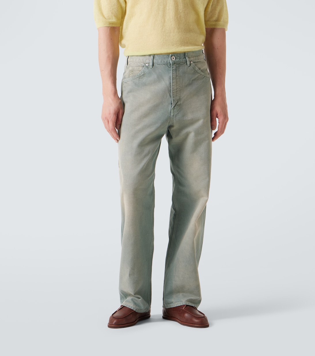 Pantaloni regular in cotone a vita media | Auralee