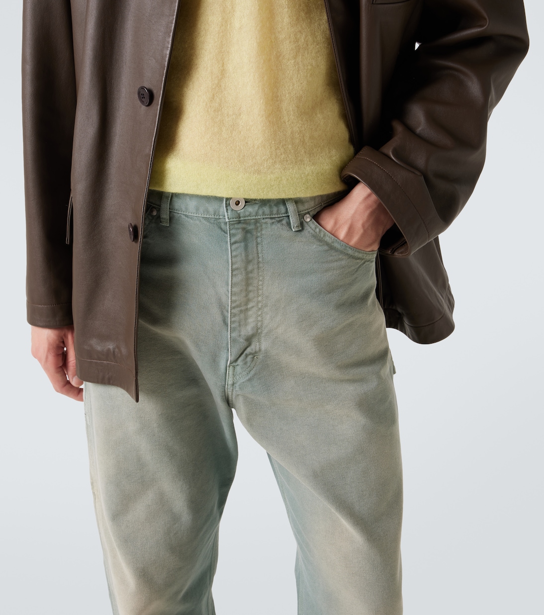 Pantaloni regular in cotone a vita media | Auralee