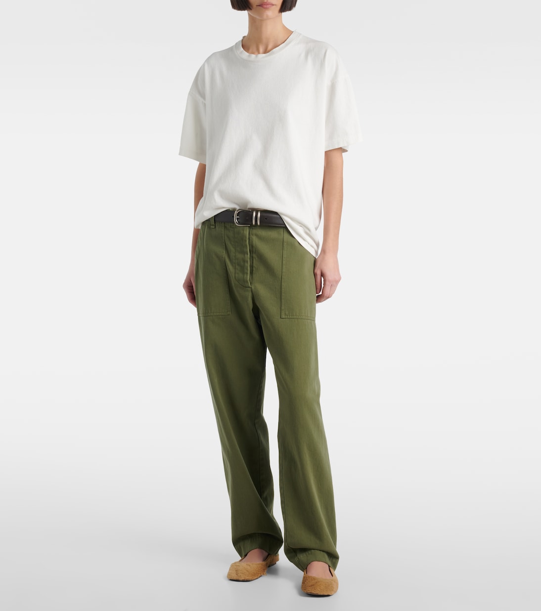 Vendula mid-rise cotton straight pants | The Row