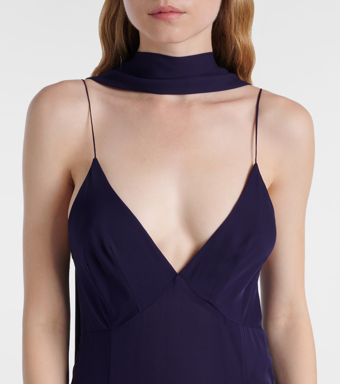 Abito midi Candita in seta con foulard | Khaite