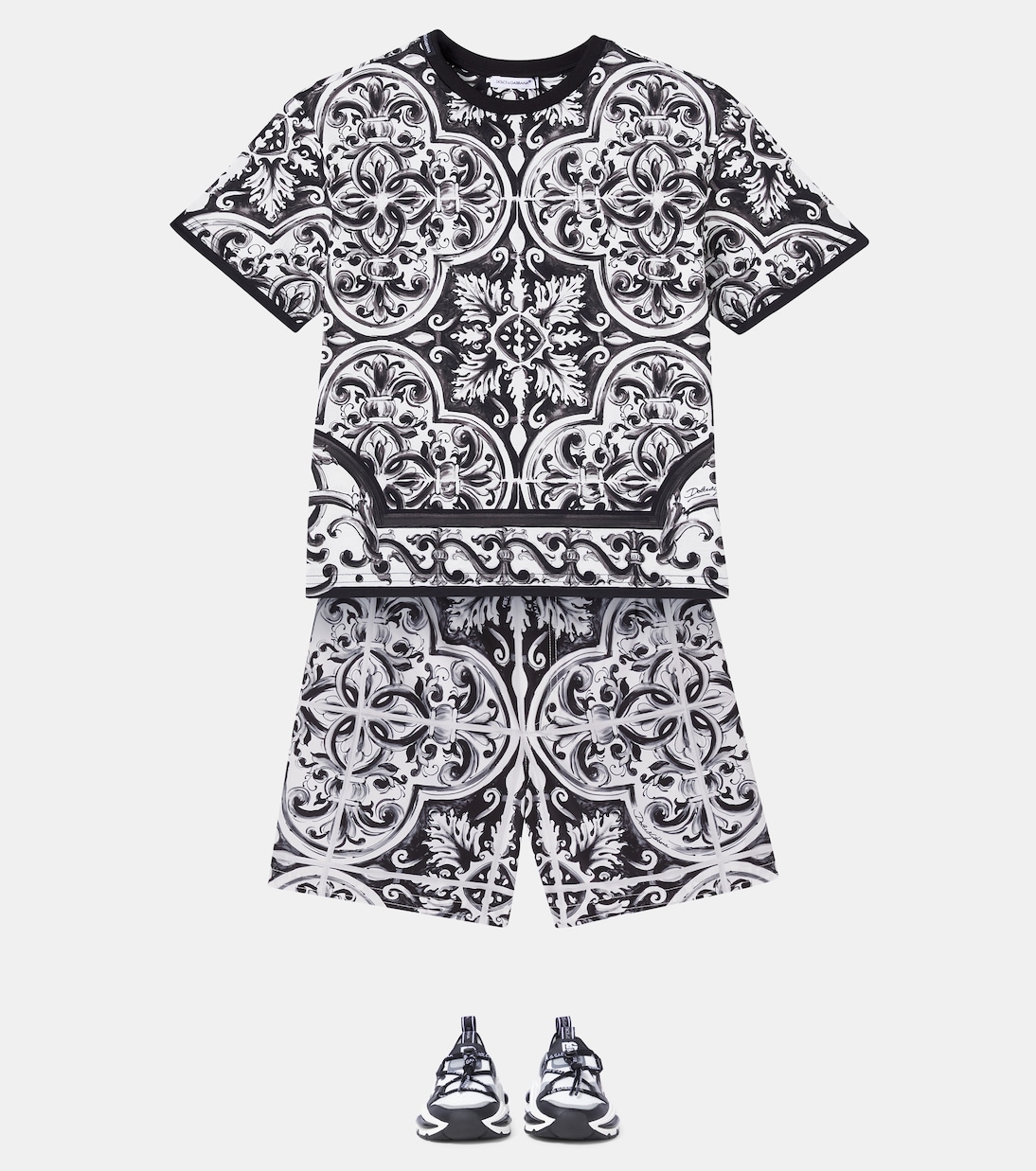 T-Shirt Majolica aus Baumwoll-Jersey | Dolce&Gabbana Kids