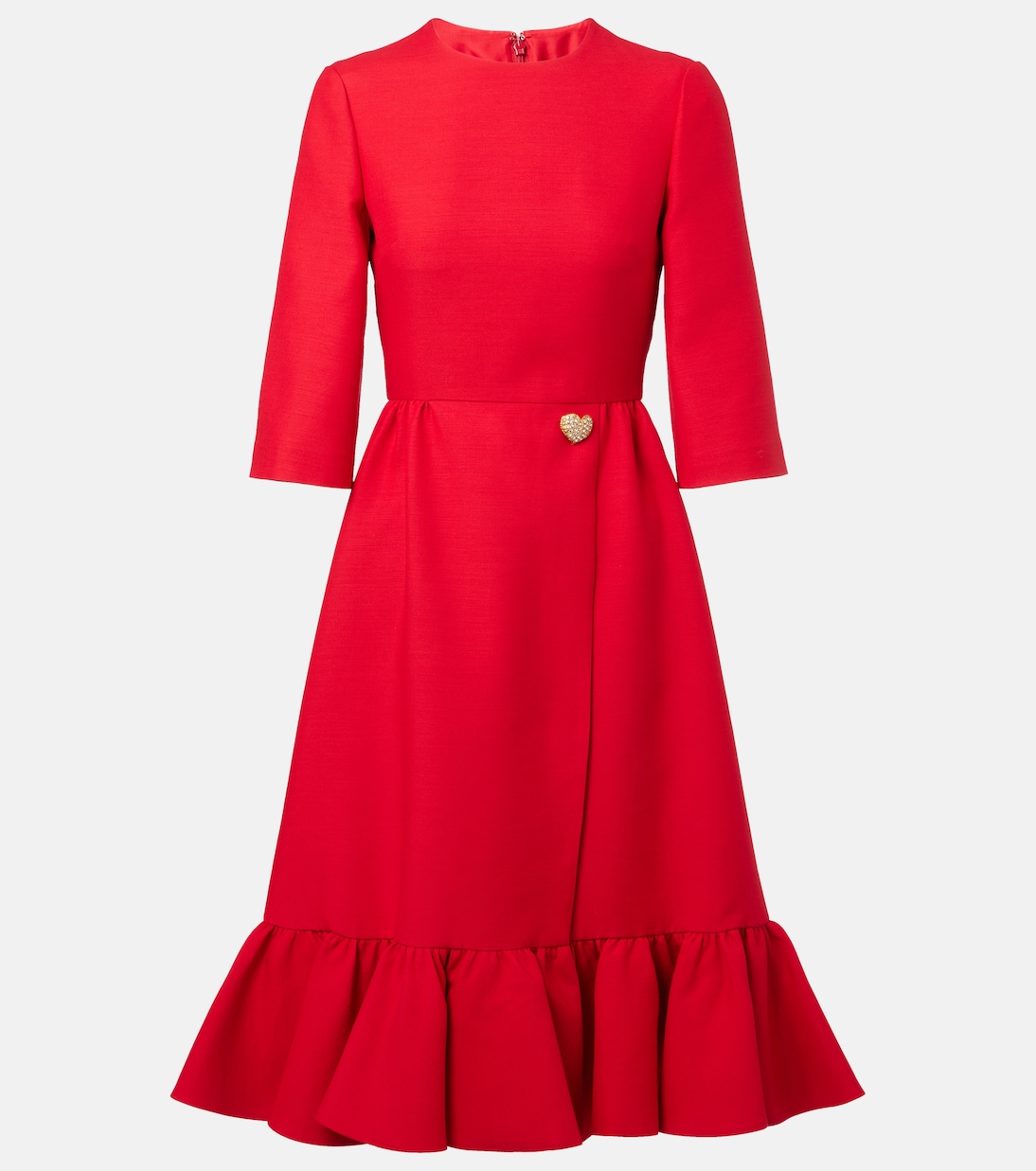Vestido midi de Crepe Couture con volantes | Valentino