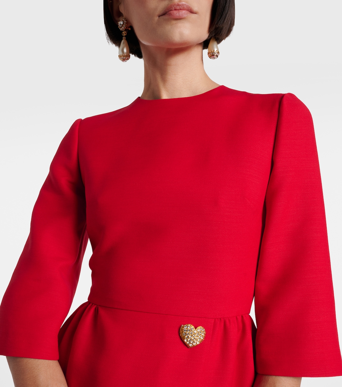 Vestido midi de Crepe Couture con volantes | Valentino