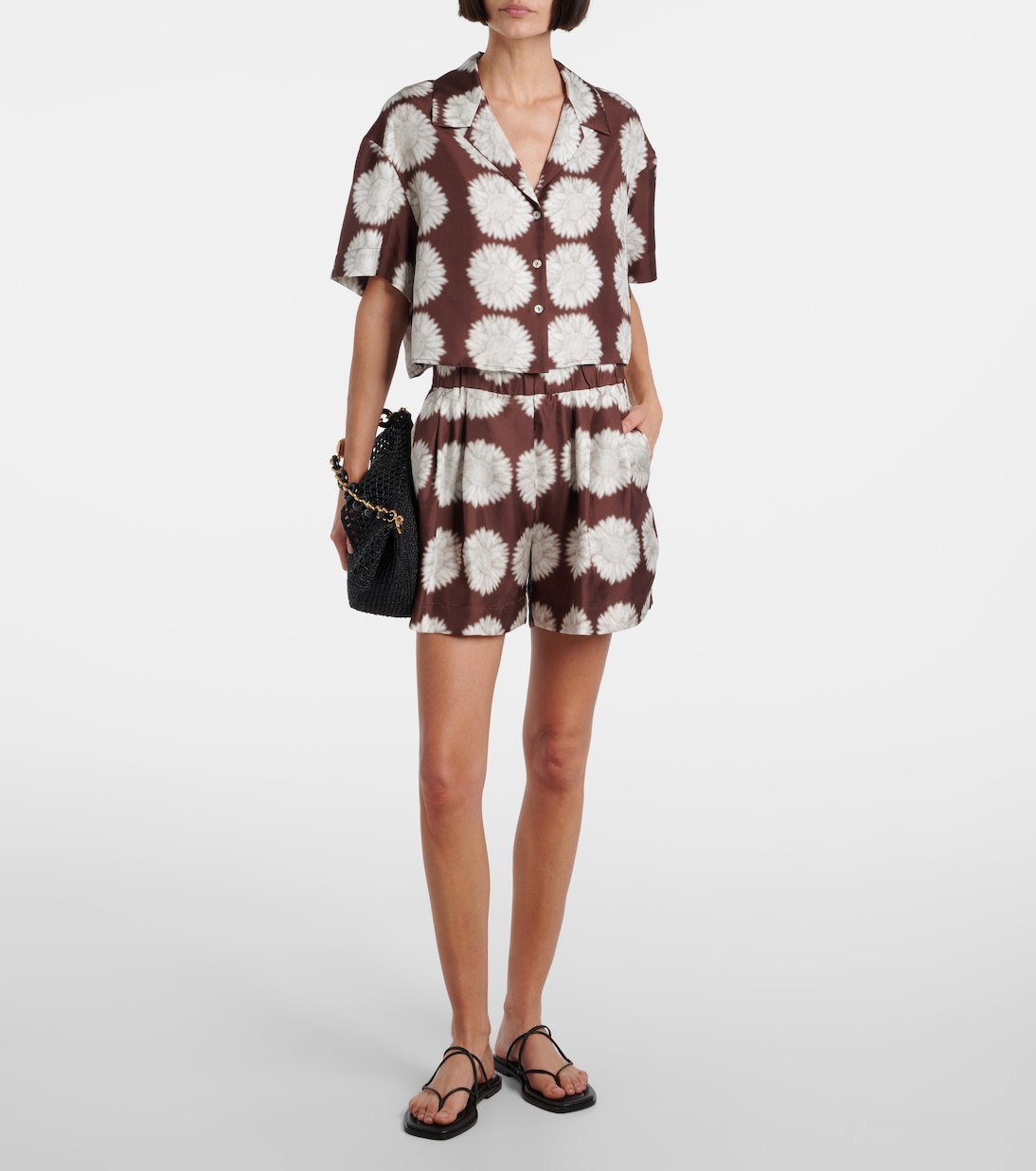 Zurich printed silk twill shorts | Asceno