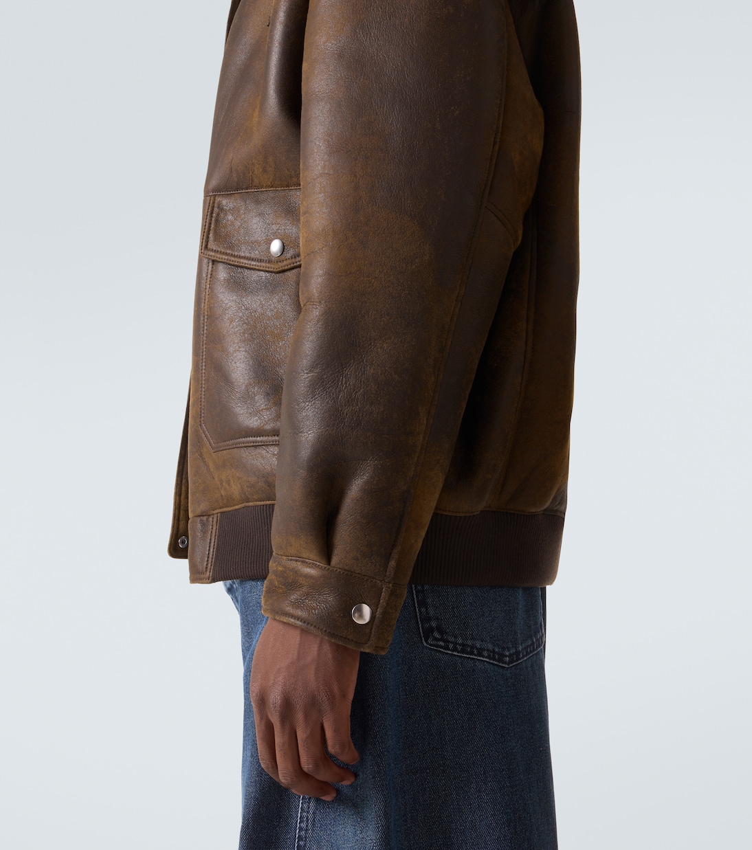 Shearling-lined leather jacket | Miu Miu