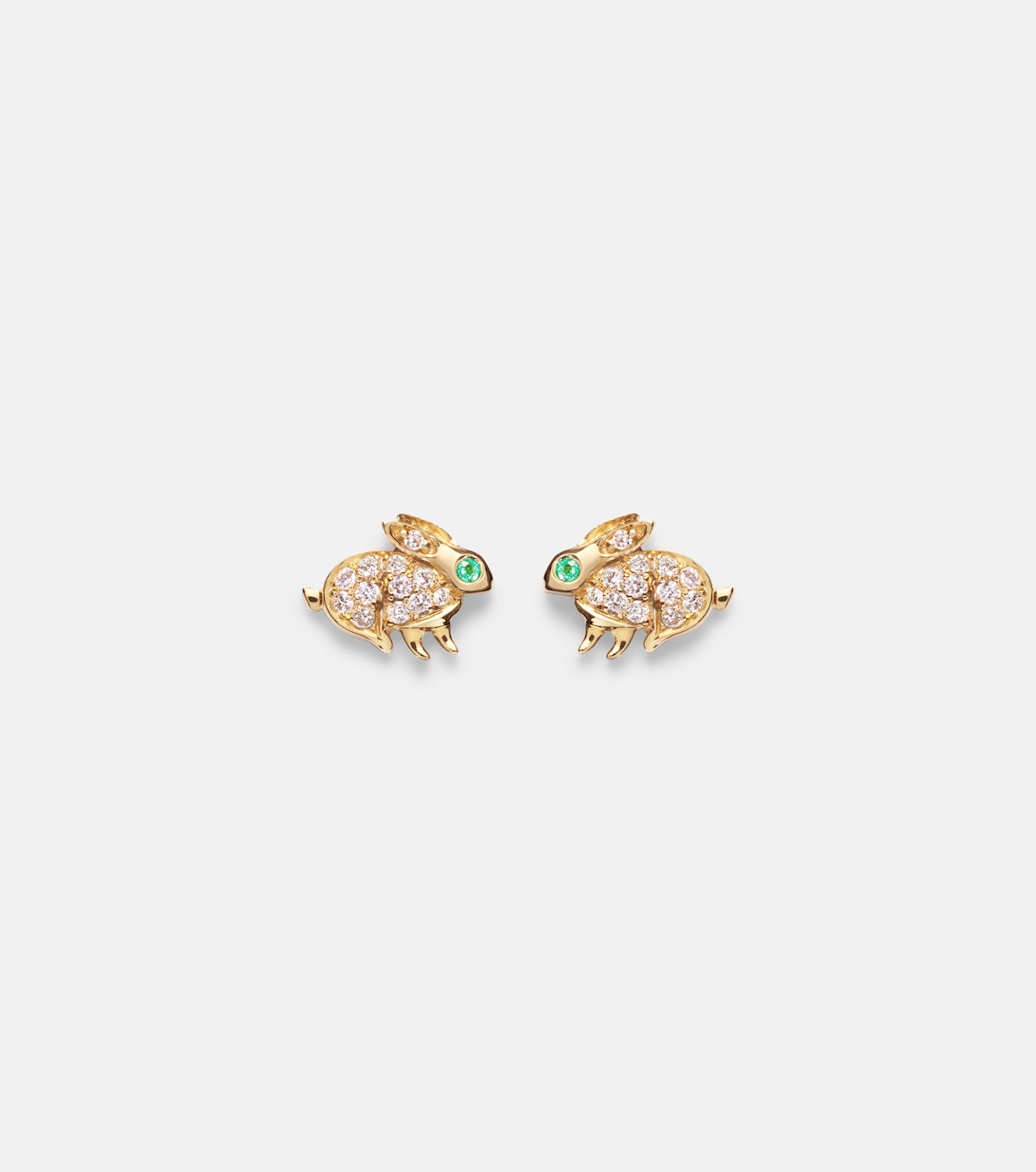 Bunny 18kt gold earrings with diamonds and emeralds | Anita Ko